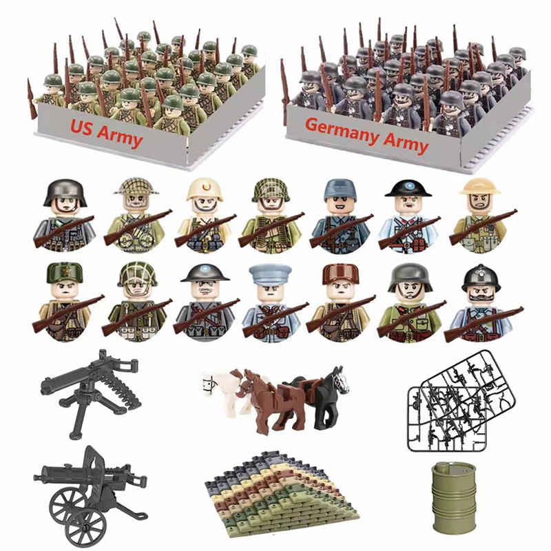 Lego Minifigure Holder - 24 قطعة/دفعة WW2 شخصية عسكرية WW2