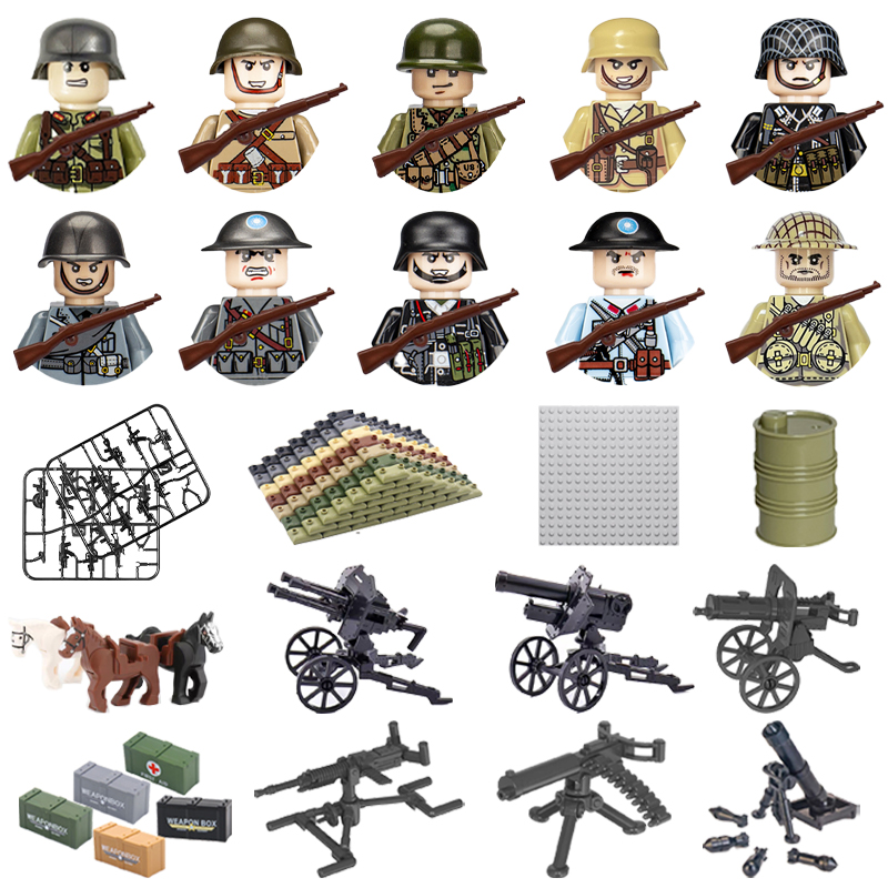 24 قطعة/دفعة WW2 شخصية عسكرية  - مراجعة Lego Minifigure Holder وسعره