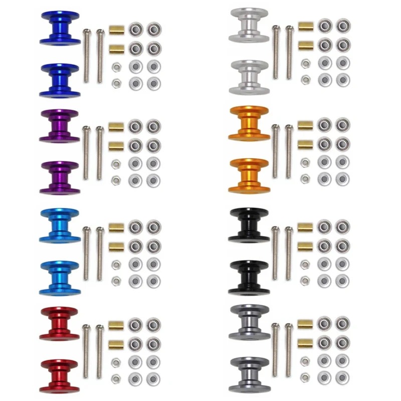 قطعتان من بكرات التوجيه المزدو - مراجعة Tamiya Model Mini 4Wd وسعره